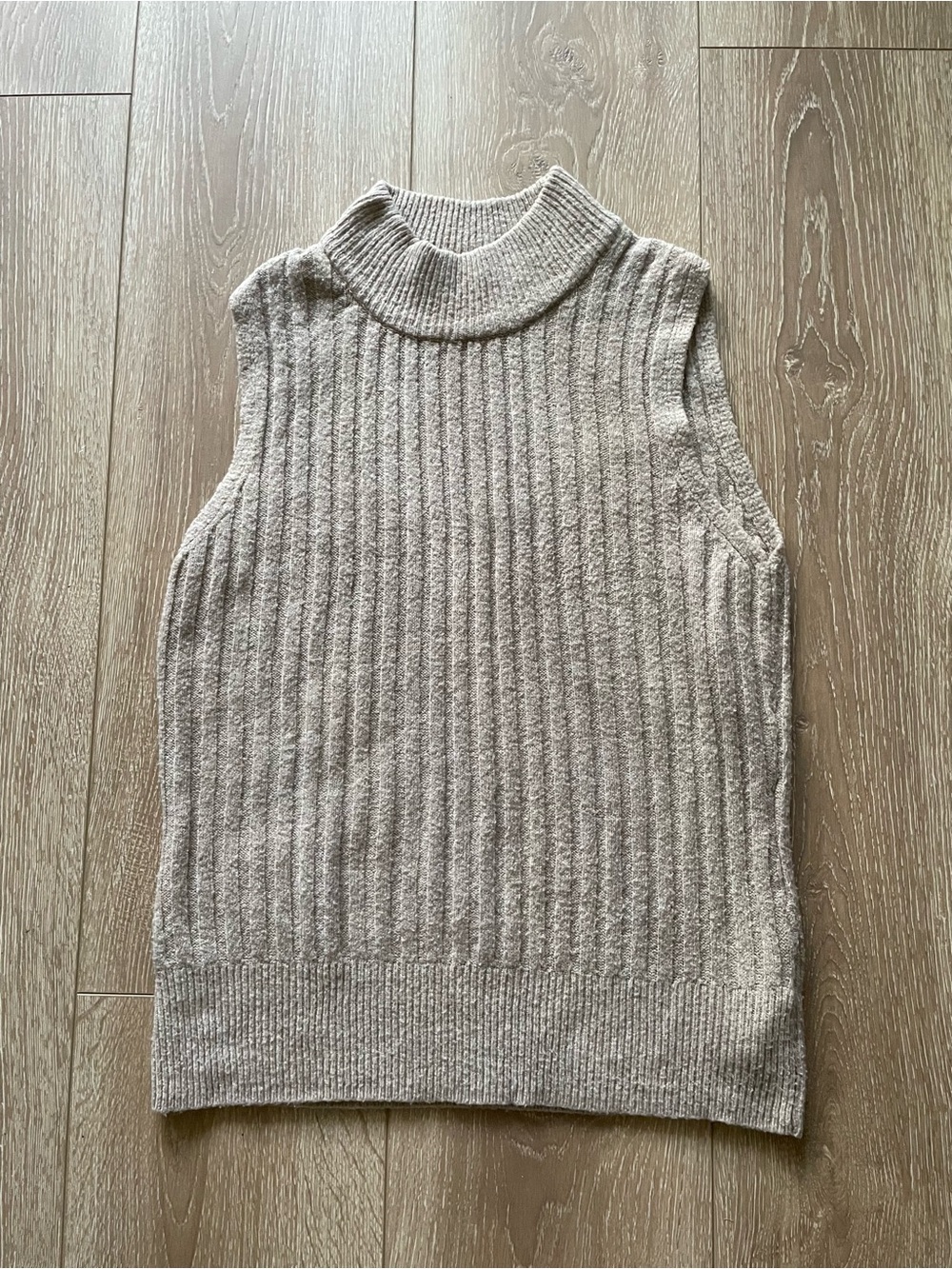 Rachel Zoe Sleeveless Ribbed Turtleneck Sweater Vest - Cream